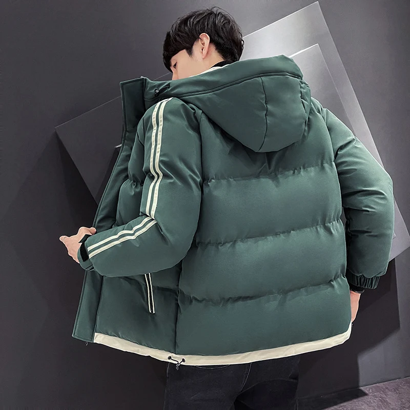 Herren Sportiver Steppparka mit Kapuze, Kontrastblenden und Ärmelstreifen Nord Taschen