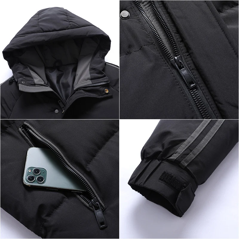 Herren Sportiver Steppparka mit Kapuze, Kontrastblenden und Ärmelstreifen Nord Taschen