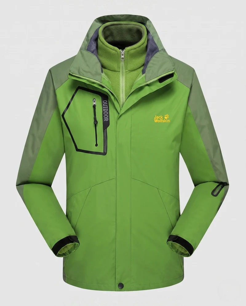 Herren Drei-in-Eins Softshell-Fleece Trekkingjacke mit abnehmbarer Kapuze