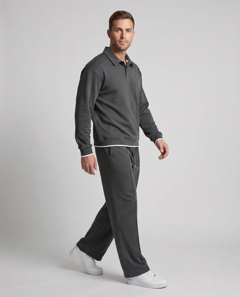 Herren Übergroßes Polohemd und Lockerer Jogginghose Set