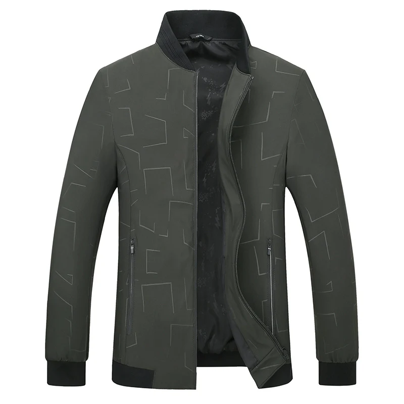 Herren Leichte Bomberjacke mit geometrischem Print, wasserabweisender Oberfläche und Rippbündchen Nord Taschen