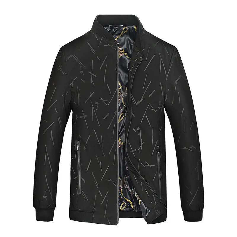 Herren Leichte Bomberjacke mit Allover-Linienmuster, glänzendem Druckfutter und Reißverschlusstaschen Nord Taschen