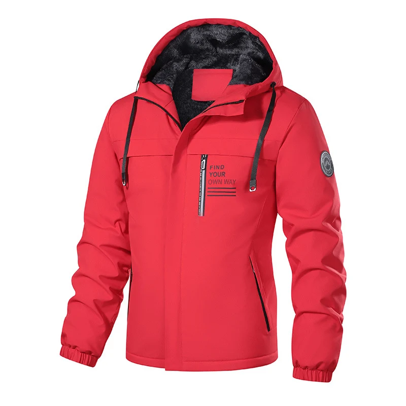 Herren Wind- und Wasserabweisende Kapuzenjacke mit Teddyfleece-Innenfutter und Reißverschlusstaschen Nord Taschen