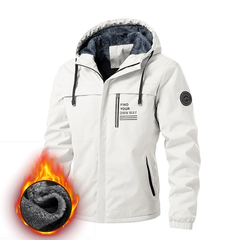 Herren Wind- und Wasserabweisende Kapuzenjacke mit Teddyfleece-Innenfutter und Reißverschlusstaschen Nord Taschen