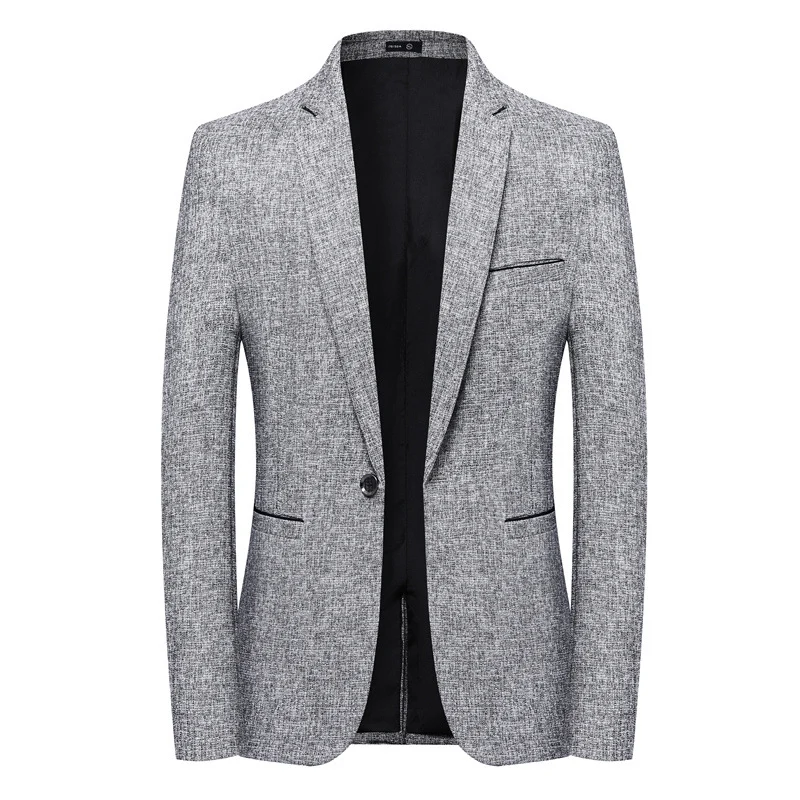 Herren Schlankes Struktur-Sakko im Leinen‑Tweed‑Look mit Ein‑Knopf‑Silhouette Nord Taschen