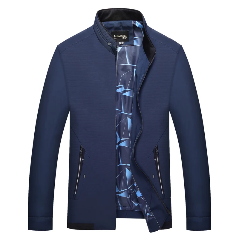 Herren Schlanke Stehkragen-Übergangsjacke mit Reißverschluss, wasserabweisender Außenfläche und geometrischem Futter Nord Taschen