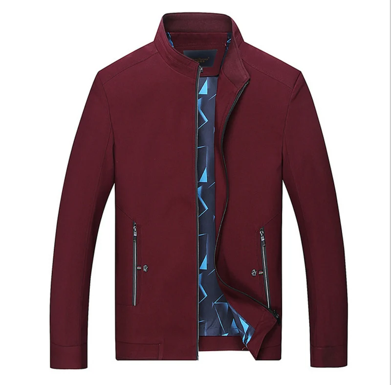 Herren Schlanke Stehkragen-Übergangsjacke mit Reißverschluss, wasserabweisender Außenfläche und geometrischem Futter Nord Taschen