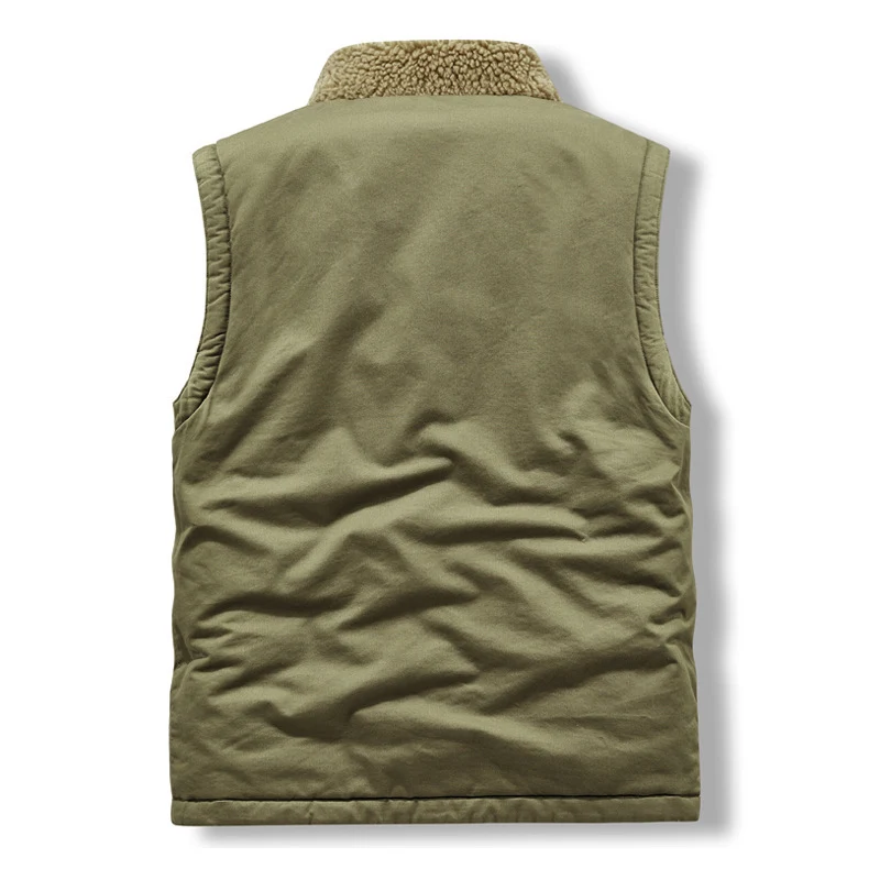 Herren Ärmellose Thermo-Weste im Military‑Style mit Teddyfutter und Stehkragen Nord Taschen