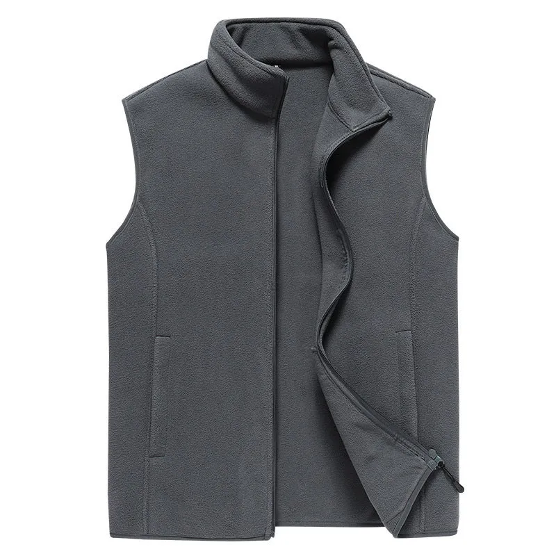 Herren Ärmellose Microfleece‑Weste mit Stehkragen und verdecktem Zweiwege-Reißverschluss Nord Taschen
