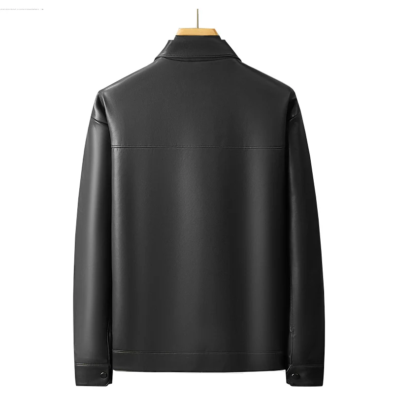 Herren Lederimitat Overshirt-Jacke mit Utility-Brusttasche und Druckknopfleiste Nord Taschen