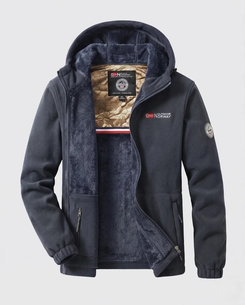 Herren Bequeme und Warme Fleecejacke Nord Taschen
