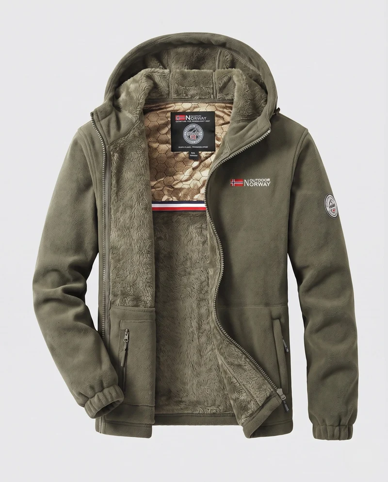 Herren Bequeme und Warme Fleecejacke Nord Taschen