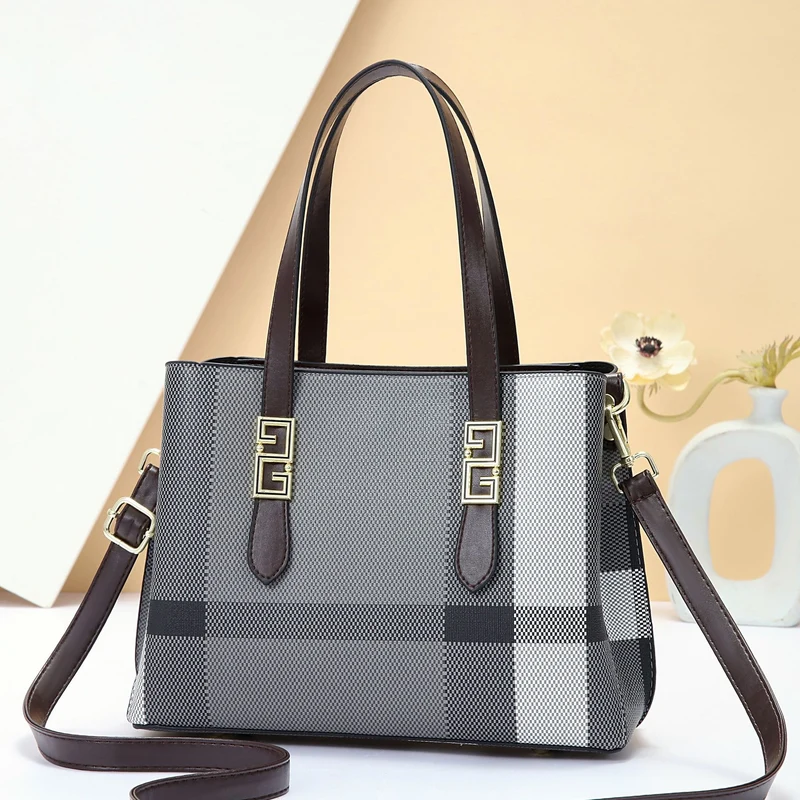 Damen Designer Handtasche mit stilvollem Karomuster und verstellbarem Schulterriemen Nord Taschen
