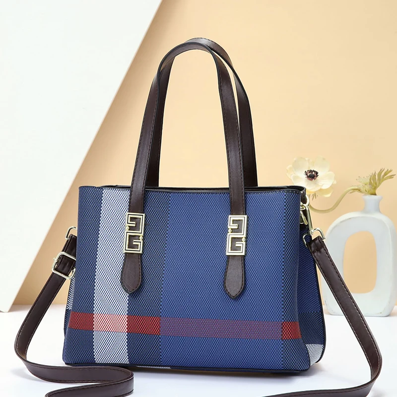 Damen Designer Handtasche mit stilvollem Karomuster und verstellbarem Schulterriemen Nord Taschen