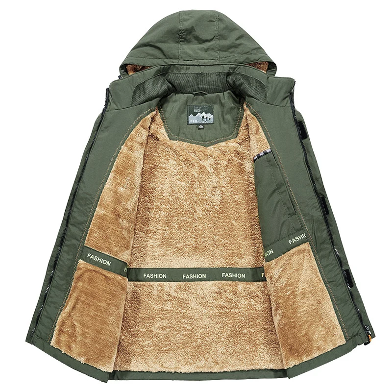 Herren wasserabweisende Winterparka mit Kapuze und luxuriösem Kunstfellfutter Nord Taschen