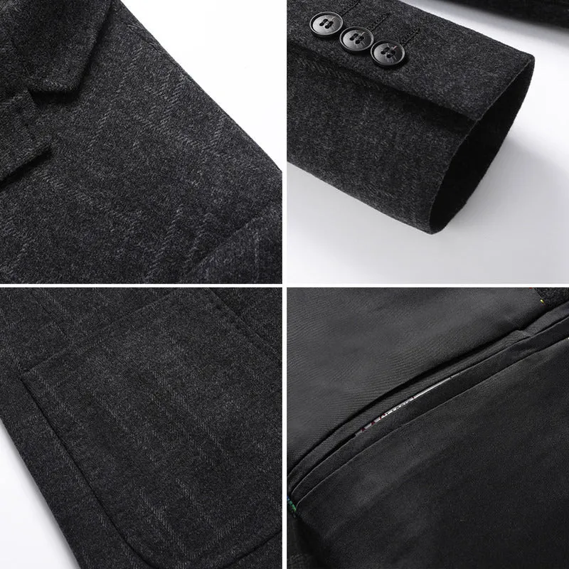 Herren Sakko aus Wollmix mit dezentem Karomuster, leichter Thermo-Innenfütterung und aufgesetzten Taschen Nord Taschen