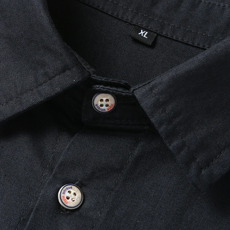 Herren Klassisches Langarm-Hemd aus Baumwollmix mit Kentkragen und aufgesetzten Brusttaschen Nord Taschen