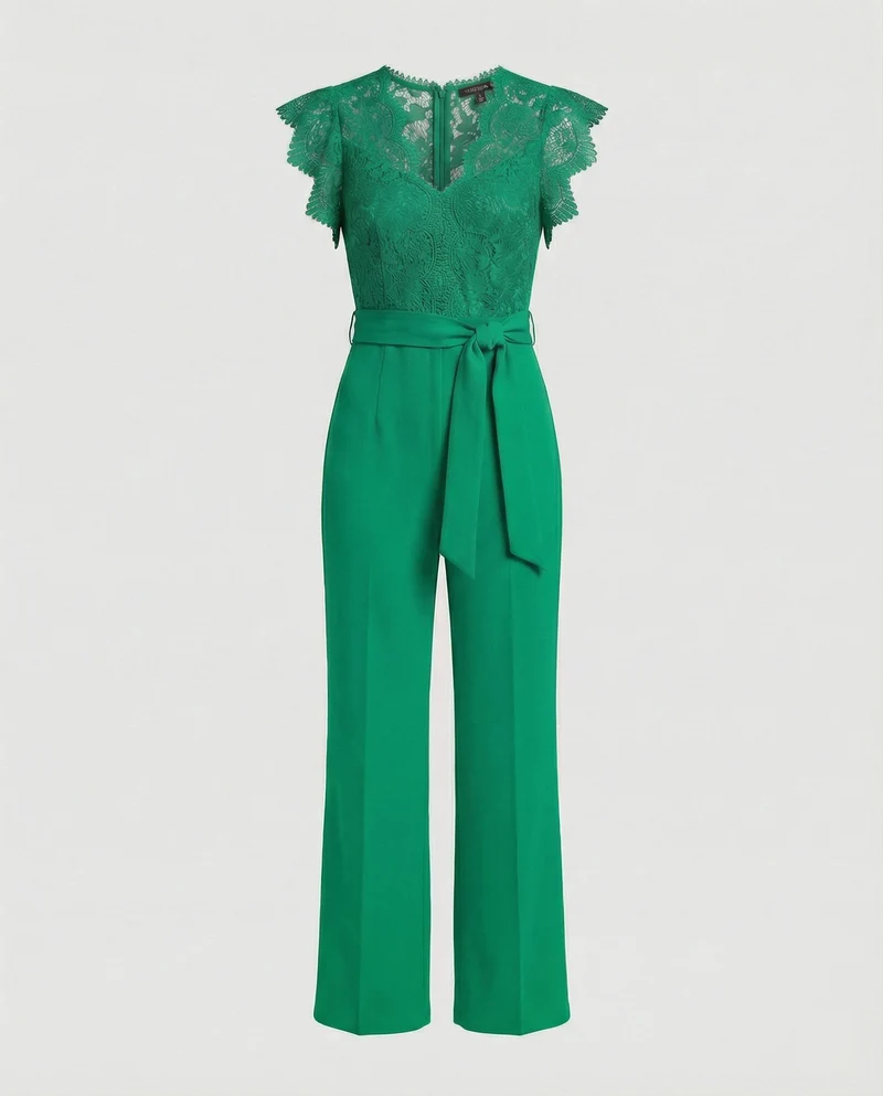 Damen Jumpsuit Spitze elegant weit