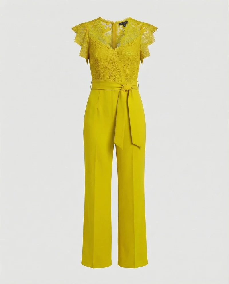 Damen Jumpsuit Spitze elegant weit