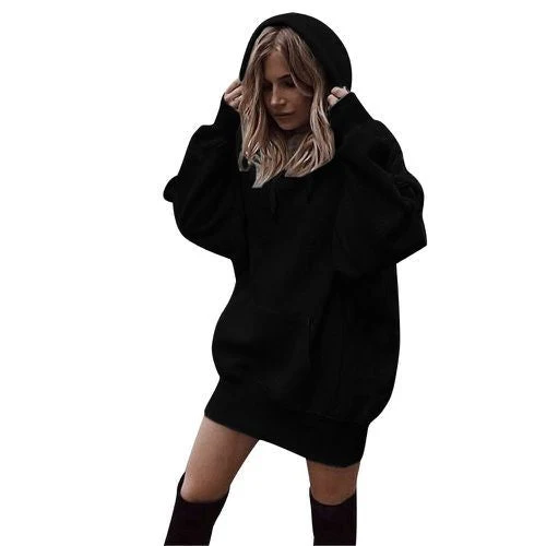 Damen Oversized Kapuzenkleid