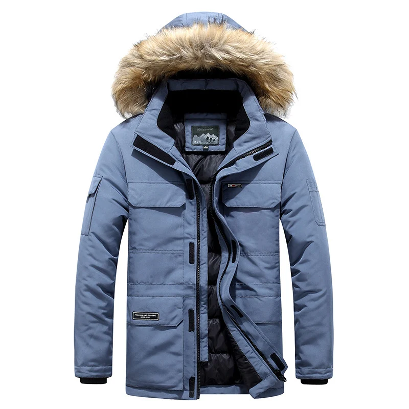Herren Arctic-Expeditionsparka mit gefütterter Thermoisolierung und abnehmbarer Kunstfellkapuze Nord Taschen