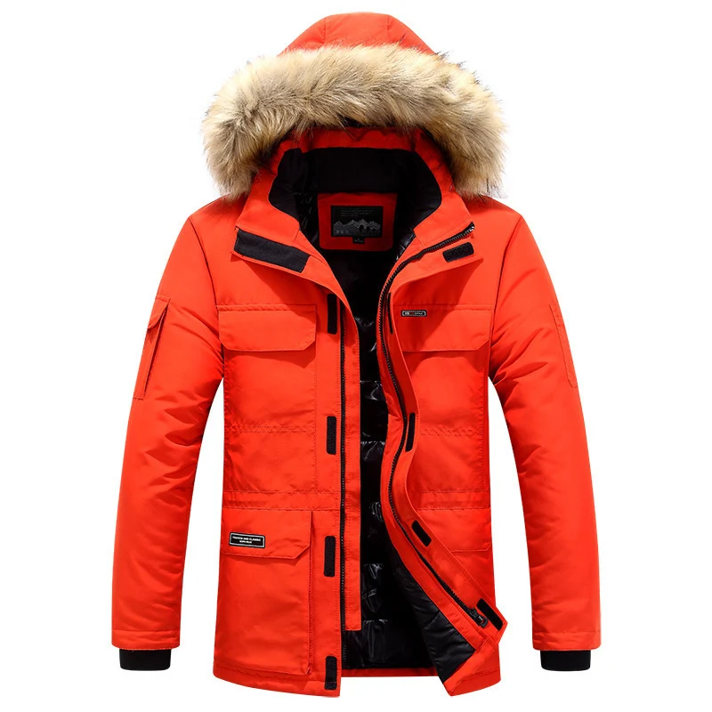 Herren Arctic-Expeditionsparka mit gefütterter Thermoisolierung und abnehmbarer Kunstfellkapuze Nord Taschen