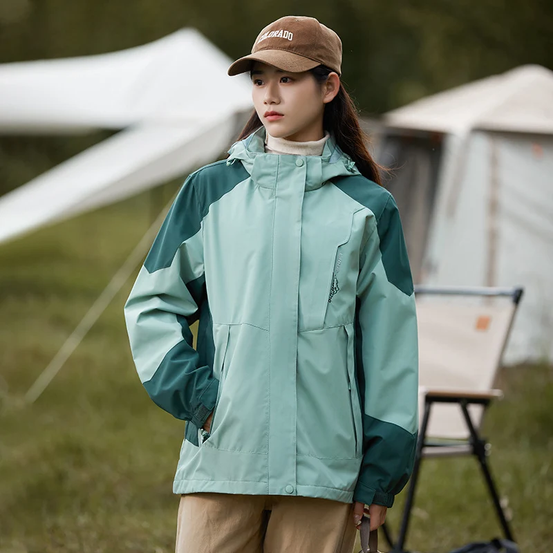 Damen zweilagige wasserdichte Outdoor‑Jacke mit Kapuze, atmungsaktiver Membran und verstellbarer Taille Nord Taschen