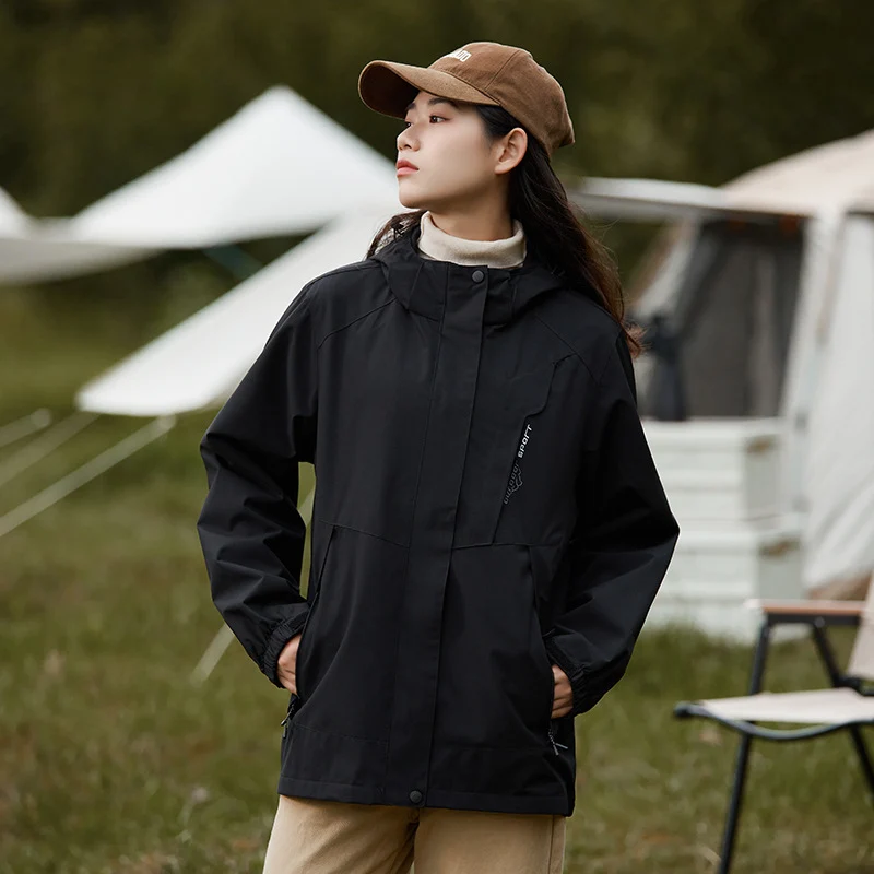 Damen zweilagige wasserdichte Outdoor‑Jacke mit Kapuze, atmungsaktiver Membran und verstellbarer Taille Nord Taschen