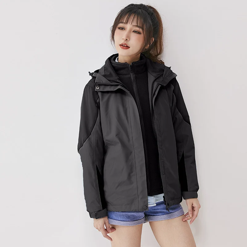 Damen zweilagige Outdoorjacke mit herausnehmbarer Fleece-Innenjacke und winddichter Membran Nord Taschen