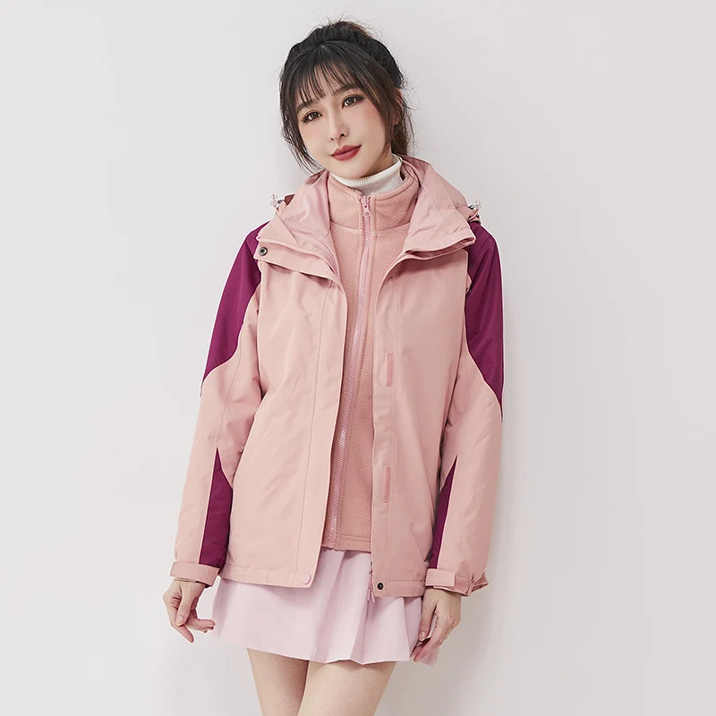 Damen zweilagige Outdoorjacke mit herausnehmbarer Fleece-Innenjacke und winddichter Membran Nord Taschen