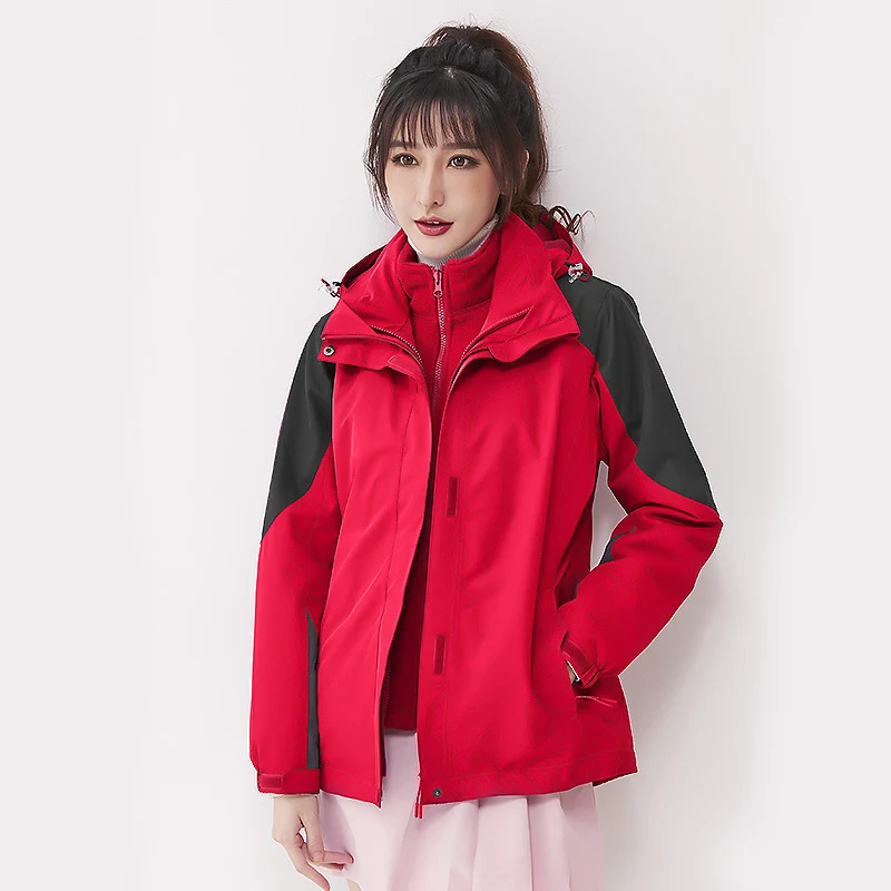 Damen zweilagige Outdoorjacke mit herausnehmbarer Fleece-Innenjacke und winddichter Membran Nord Taschen