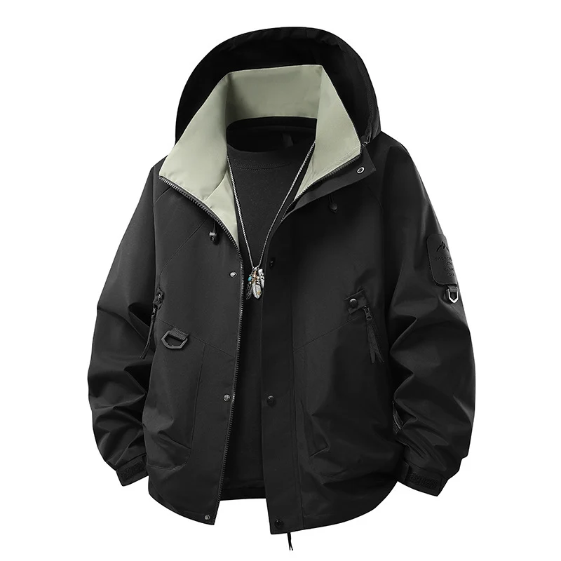Herren Wasserabweisende Kapuzen‑Utility‑Jacke mit Multitaschen, Kordelzug und Reißverschluss Nord Taschen