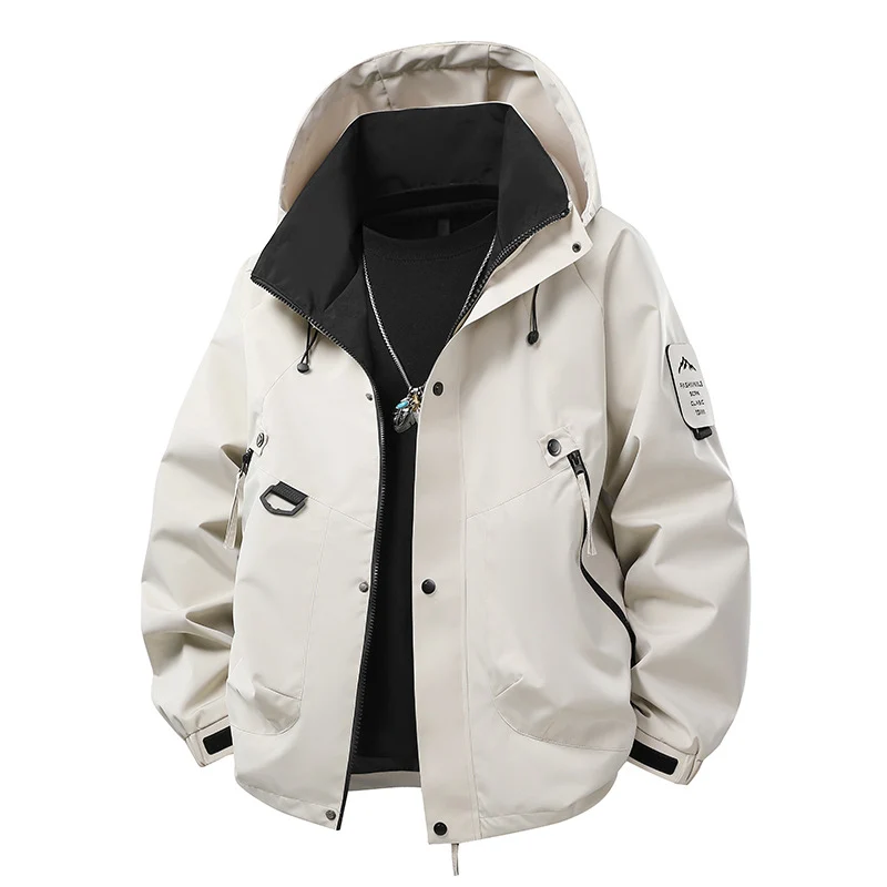 Herren Wasserabweisende Kapuzen‑Utility‑Jacke mit Multitaschen, Kordelzug und Reißverschluss Nord Taschen