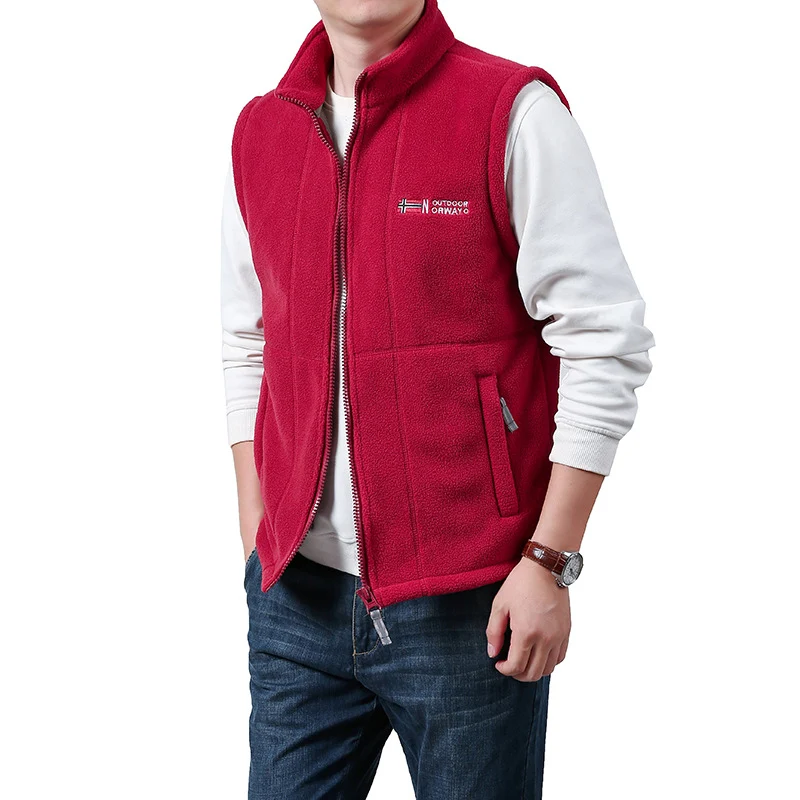 Herren Warme Fleece-Outdoorweste mit durchgehendem Reißverschluss und Stehkragen Nord Taschen