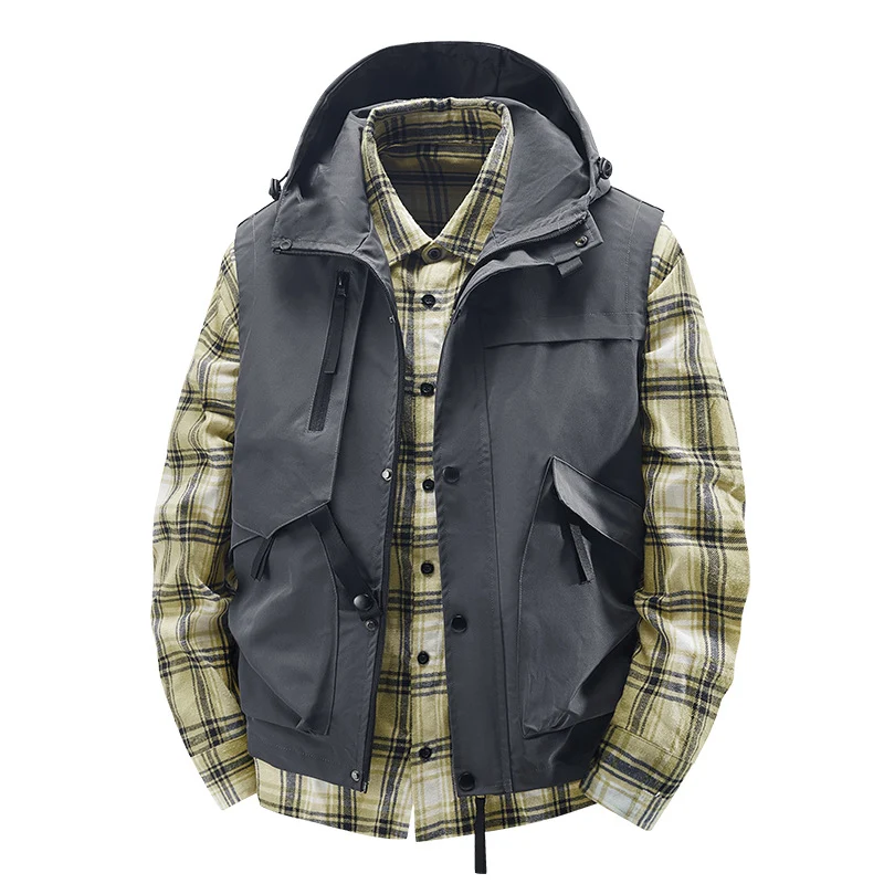 Herren Utility-Weste mit Kapuze, wasserabweisender Außenlage und Multifunktionstaschen Nord Taschen
