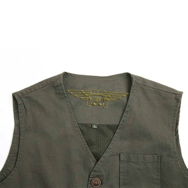 Herren Utility-Weste mit gestreiftem Innenfutter aus Baumwoll-Canvas Nord Taschen