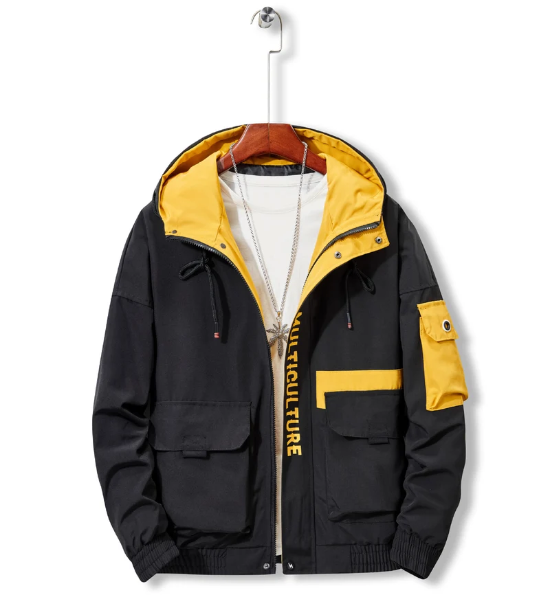 Herren Utility-Fieldjacke mit Kapuze, Mehrfachtaschen und kontrastierender Innenblende Nord Taschen