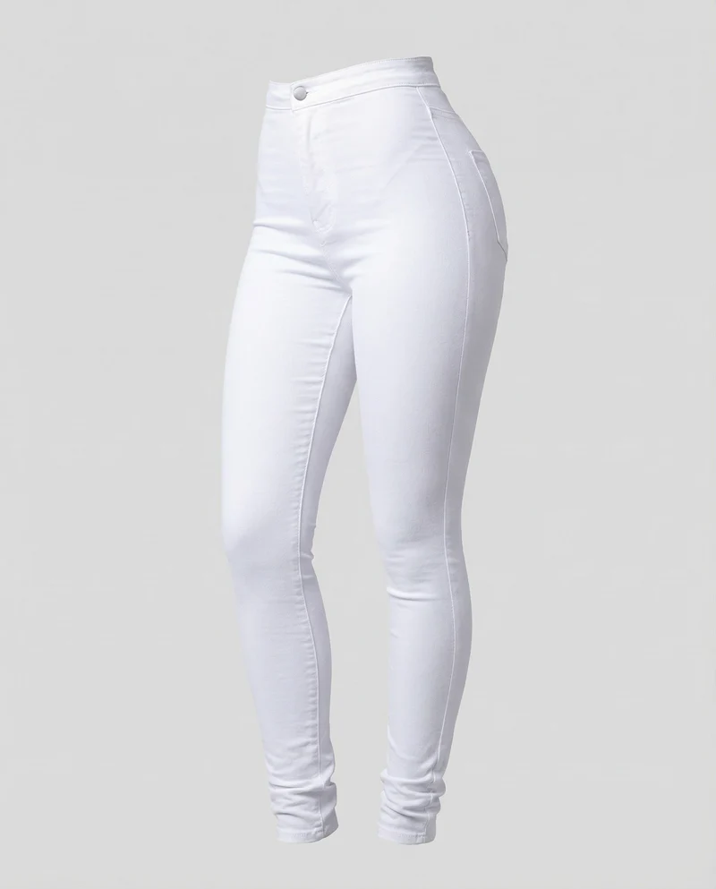 Damen nan hochgeschnittene Stretch-Jeanshose mit schmalem Beinverlauf, formendem Komfortbund und aufgesetzten Gesäßtaschen - Vittorelli