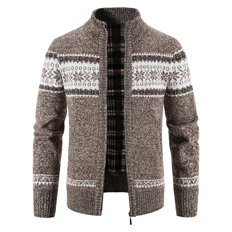 Herren Norweger-Strickzipjacke mit Stehkragen, wärmendem Fleecefutter und Reißverschluss Nord Taschen