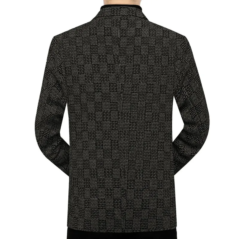 Herren Muster-Sakko im Feinstrick-Wollmix mit dezenter Logo-Stickerei Nord Taschen