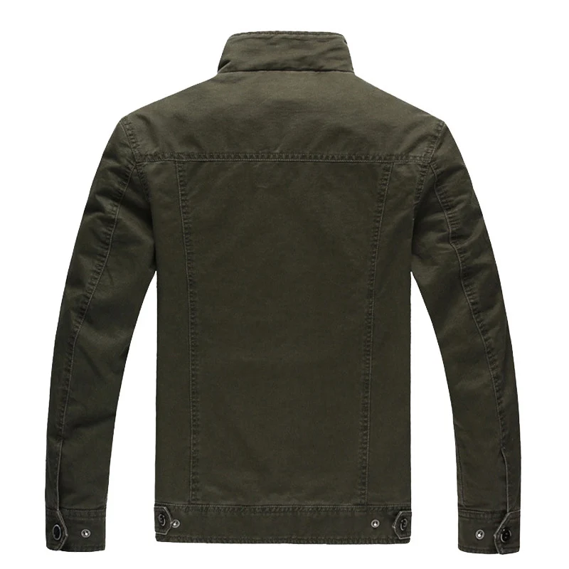 Herren Military-Utility Jacke aus Canvas mit Stehkragen, Schulterklappen und Mehrfachtaschen Nord Taschen
