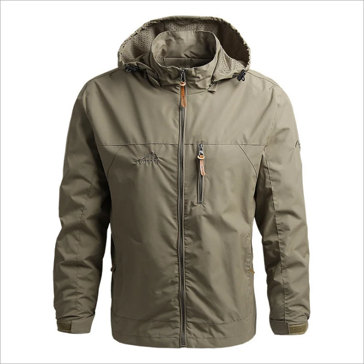 Herren Leichte wasserabweisende Kapuzen‑Windjacke mit Brusttasche und verstellbarem Saum Nord Taschen