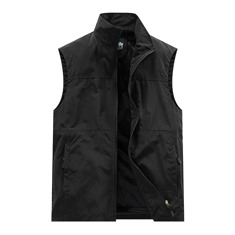 Herren Leichte Utility-Weste mit Mesh-Innenfutter, Reißverschluss und hohem Stehkragen Nord Taschen