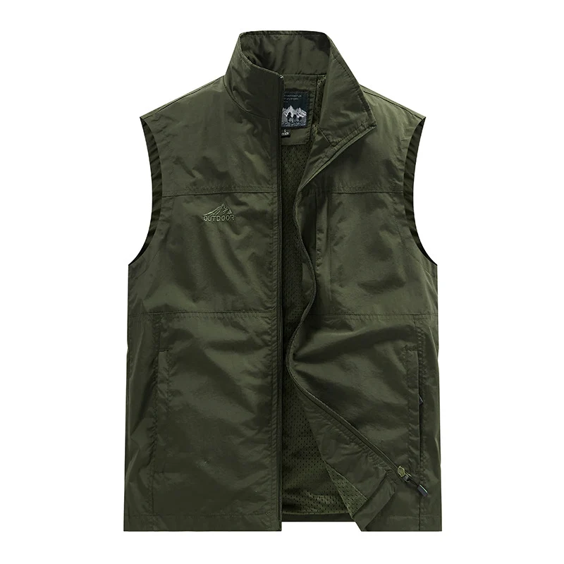 Herren Leichte Utility-Weste mit Mesh-Innenfutter, Reißverschluss und hohem Stehkragen Nord Taschen