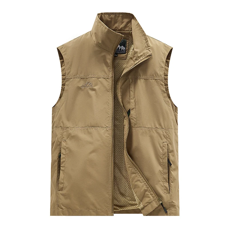 Herren Leichte Utility-Weste mit Mesh-Innenfutter, Reißverschluss und hohem Stehkragen Nord Taschen