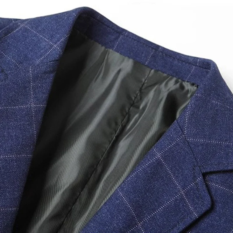 Herren Karo-Sakko mit tailliertem Schnitt, Reverskragen und Pattentaschen Nord Taschen