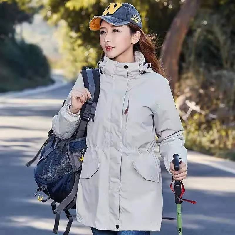 Damen leichter wasserabweisender Parka mit Kapuze und funktionalen Taschen Nord Taschen