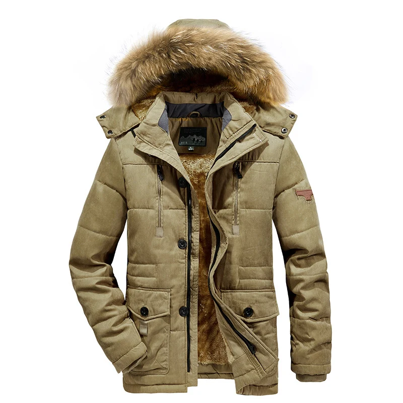 Herren Urbaner Steppparka mit warmer Teddy-Innenfütterung und Utility-Taschen Nord Taschen