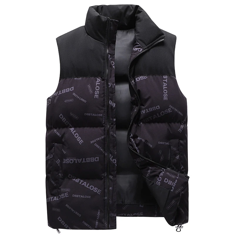 Herren Urban gesteppte Puffer‑Weste mit hohem Kragen, Kontrast-Schulterpartie und Allover‑Logodruck Nord Taschen