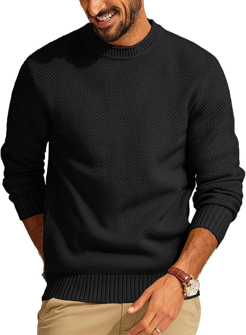 Herren Waffelstrick-Pullover mit Rundhalsausschnitt Nord Taschen